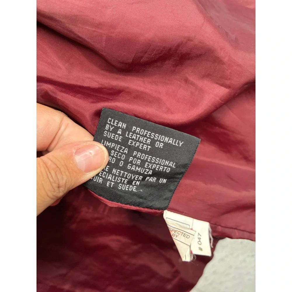 Colebrook & Co Black Leather Jacket Mens XL Button Front Burgundy Lining 8215